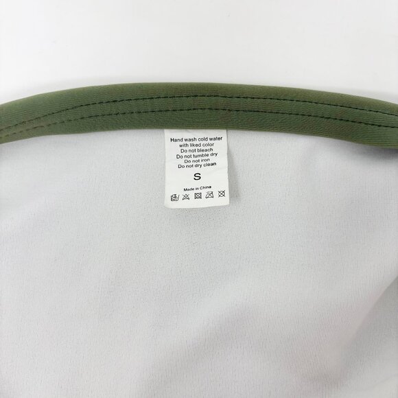 NWT Mid Rise sage olive green high neck halter tie bikini - Picture 6 of 8